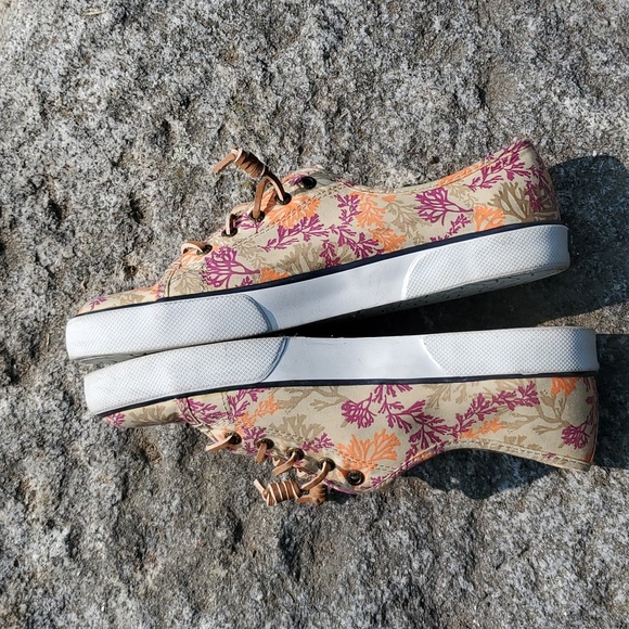 Sperry Classic CVO Sneakers Twig Pattern Tan Purple Orange Sz 9 M - Picture 6 of 13